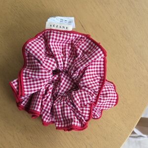 Sezane Red Gingham Scrunchie